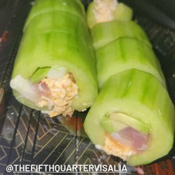 The  5th  Quarter - This is a special type of keto friendly sushi called the aloha roll or the cucumber roll. No rice, less carbs.