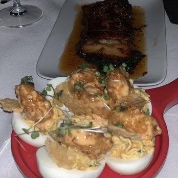Steak 48 - Braised Pork Belly** and Crispy Shrimp Deviled Eggs - Steakhouses Near Me - Houston, Texas