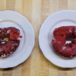 Dev's Donuts vs. Dough in the Box Red Velvet doughnut