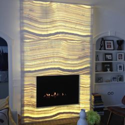 Remodeling Miami - Marble fireplace with LED light backlighting