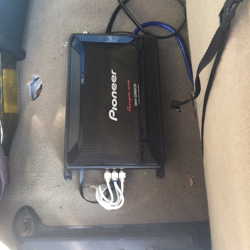 Elite Audio - 5 channel amp mounted nice & clean under back seat on driver side!! - Car Stereo Installation Near Me - Jensen Beach, Florida Elite Audio - 5 channel amp mounted nice & clean under back seat on driver side!! - Car Stereo Installation Near Me - Jensen Beach, Florida