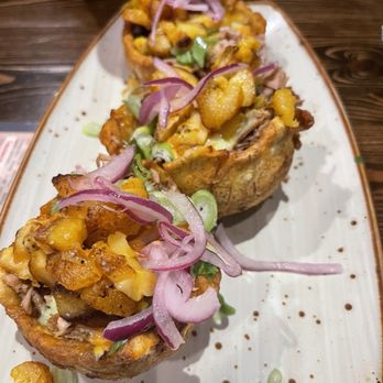 1810 Tacos y Tequila - Tostones Rellenos (Stuffed Plantain Cups) - Mexican Near Me - Jacksonville Beach, Florida 1810 Tacos y Tequila - Tostones Rellenos (Stuffed Plantain Cups) - Mexican Near Me - Jacksonville Beach, Florida