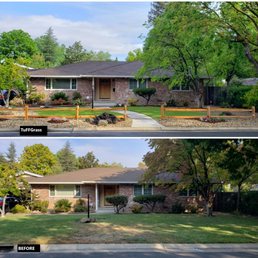 Bottom photo is in the fall and is the before photo. Top photo is in the spring after TuFFGrass completed the project.