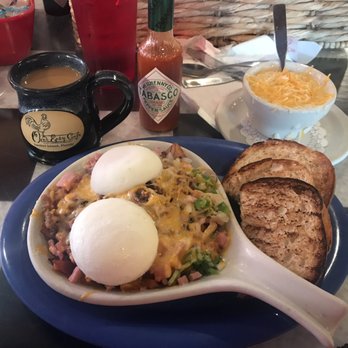 Over Easy Cafe - Big Bertha Scrambler with cheesy grits! - Breakfast & Brunch Near Me - Sanibel, Florida
