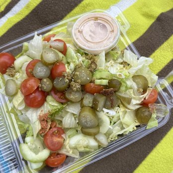 Waterfront Pizza - This was the Falafel Salad with 4 broken falafels in it. Below average. - Pizza Near Me - Foster City, California