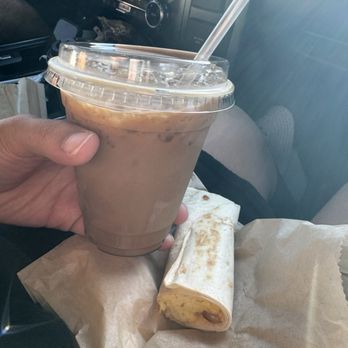 Local Habit - Nutella iced late, decaf, almond milk. Bacon egg breakfast taco (1 of 2 pieces) - Coffee & Tea Near Me - Nash, Texas