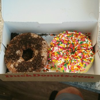 Duck Donuts - Amazing cinnamon sugar Oreo donut with its brother the lemon iced sprinkle. - Donuts Near Me - Alexandria, Virginia
