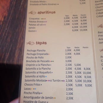 Piraña Cafe's - Carta (1/2) - Tapas Bars Near Me - Utrera, SE