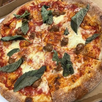 Acre Pizza - Spicy Sausage Pizza at Acre Pizza in the Barlow in Sebastopol. - Pizza Near Me - Sebastopol, California
