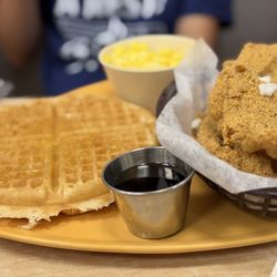 Gritz Cafe - Three Golden Fried Catfish & Waffle