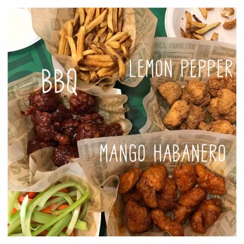 Wingstop - Boneless wings Hickory Smoked BBQ, Lemon Pepper, Mango Habanero with Large Fries and mixed Veggies (celery and carrots) - Chicken Wings Near Me - El Cajon, California Wingstop - Boneless wings Hickory Smoked BBQ, Lemon Pepper, Mango Habanero with Large Fries and mixed Veggies (celery and carrots) - Chicken Wings Near Me - El Cajon, California