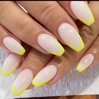 In Nails & Spa - Gel base & neon geometric French by Angela - Nail Salons Near Me - Stamford, Connecticut In Nails & Spa - Gel base & neon geometric French by Angela - Nail Salons Near Me - Stamford, Connecticut