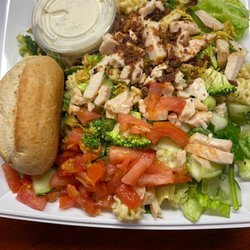 Turkey Club Salad with roasted broccoli and brussel sprouts