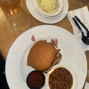 Jim 'N Nick's Bar-B-Q - BBQ chicken sandwich with baked beans and potatoe salad - Barbeque Near Me - Trussville, Alabama