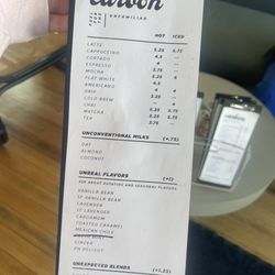 Carbon Coffee Lounge - Menu