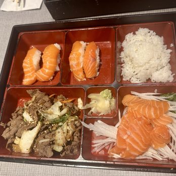 Sakura Sushi - Dinner bento #6 - upsized to salmon - Japanese Near Me - Markham, Ontario
