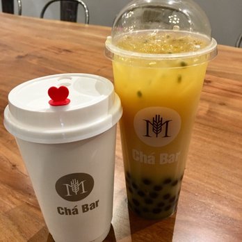 M Chá Bar - Brown Sugar Ginger Milk Tea (warm) & Passionfruit Yakult - Bubble Tea Near Me - Vaughan, Ontario