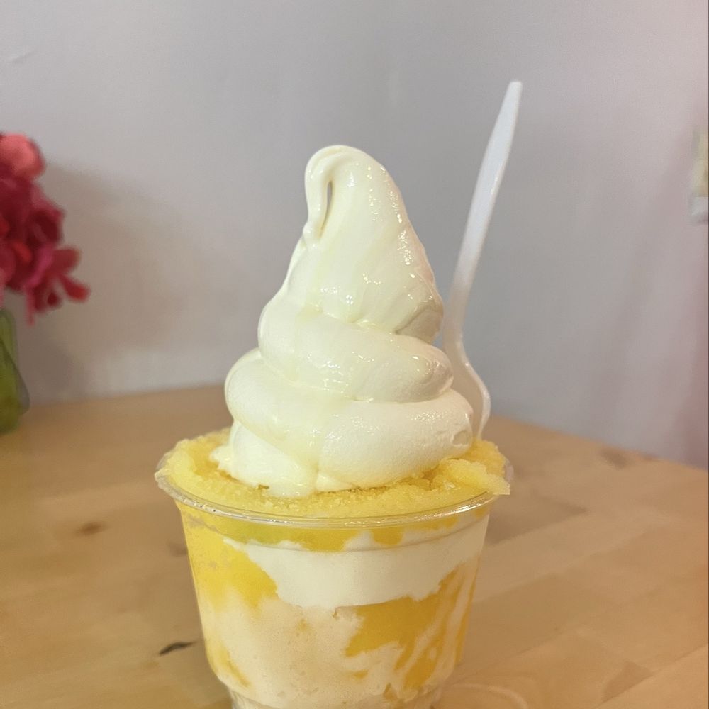 Sweet and Shavery - Parfait half and half. Mango lassi and custard. - Desserts Near Me - Davis, California Sweet and Shavery - Parfait half and half. Mango lassi and custard. - Desserts Near Me - Davis, California