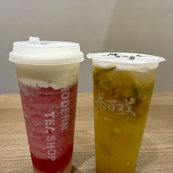 Modern Tea Shop - @foodie_starry Pink Ombre (left) Jasmine Blossom (right) - Bubble Tea Near Me - New York, New York Modern Tea Shop - @foodie_starry Pink Ombre (left) Jasmine Blossom (right) - Bubble Tea Near Me - New York, New York