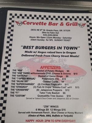 Menu photo 5 Corvette Bar & Grill Grants Pass, OR