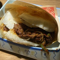 Cumin lamb pancake. Delicious. A bit hot and spicy Cumin lamb pancake. Delicious. A bit hot and spicy