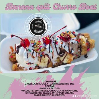 All about Churros - Banana Split Churro Boat - Food Trucks Near Me - New Bern, North Carolina All about Churros - Banana Split Churro Boat - Food Trucks Near Me - New Bern, North Carolina