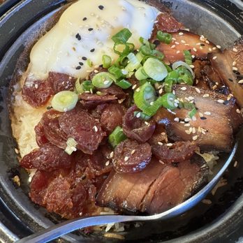 Social Eatery - Lap mei clay pot rice with egg - Bubble Tea Near Me - Millbrae, California
