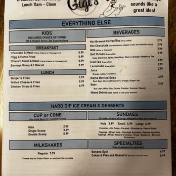 Gigi's Diner - Menu - Ice Cream & Frozen Yogurt Near Me - Marshallville, Ohio Gigi's Diner - Menu - Ice Cream & Frozen Yogurt Near Me - Marshallville, Ohio