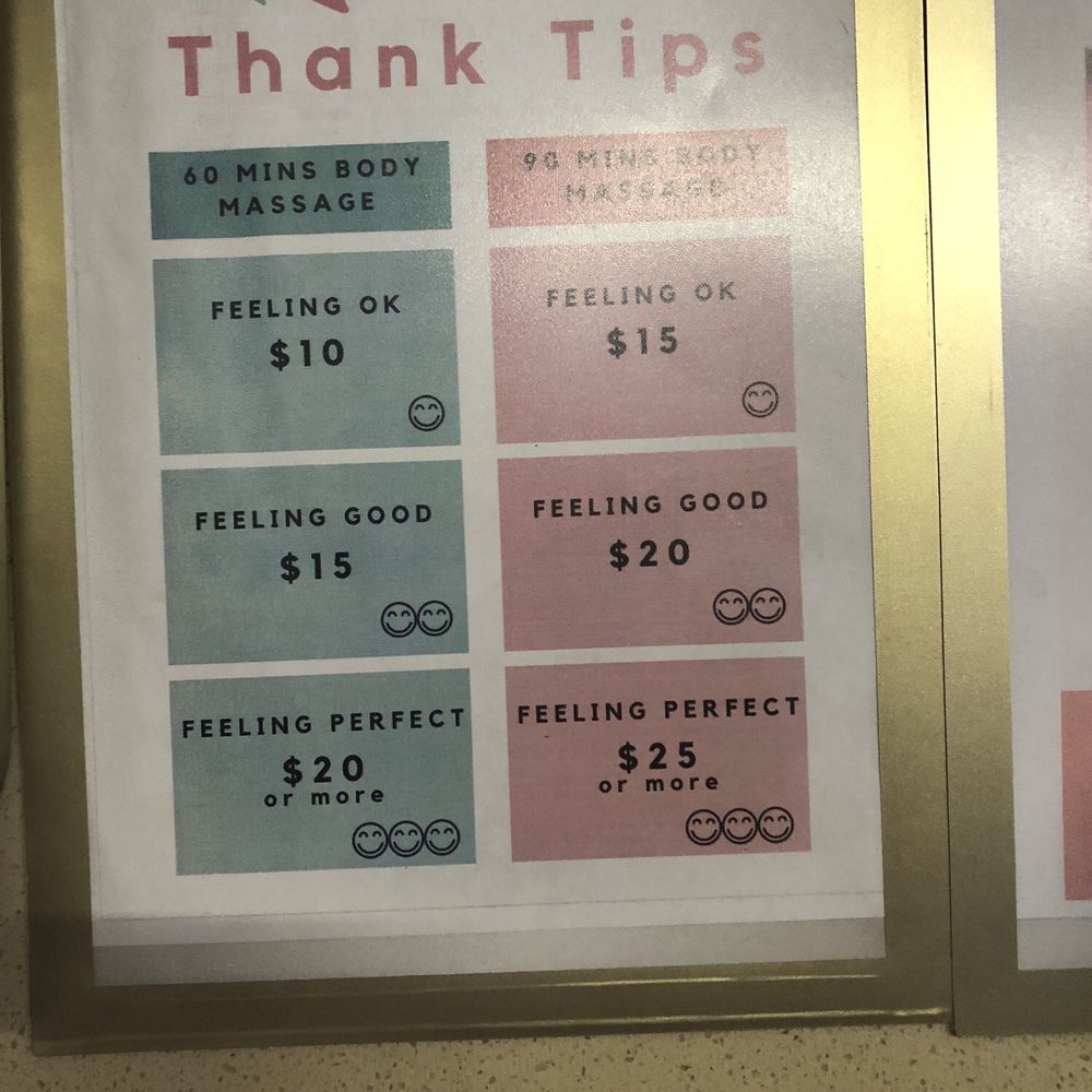 Greenleaf Massage SPA - Suggest tips. Is not really suggesting, is mandatory!! Don't be cheap and say you didn't know. They relied on tips for a living. - Massage Near Me - Whittier, California Greenleaf Massage SPA - Suggest tips. Is not really suggesting, is mandatory!! Don't be cheap and say you didn't know. They relied on tips for a living. - Massage Near Me - Whittier, California