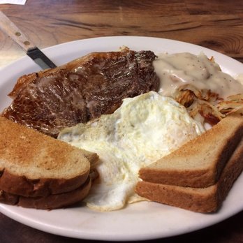 Grain Bin - This is the steak and eggs breakfast at The Grain Bin Restaurant in Chanute, KS. - Breakfast & Brunch Near Me - Chanute, Kansas