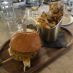 Cheese burger and truffle fries.