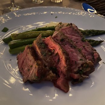 Your Table - Second:  Pan seared Ribeye with with herb crust/asparagus/whipped horseradish potatoes (my favorite!, perfectly done) - Caterers Near Me