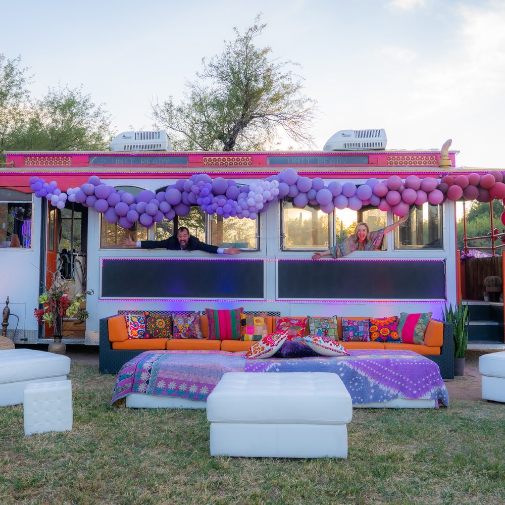 The Trolley Llama - a living area with couches and balloons - Party Equipment Rentals Near Me The Trolley Llama - a living area with couches and balloons - Party Equipment Rentals Near Me