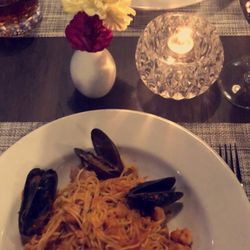 Veritas - My boyfriend had the Picanha and I had the ocean hair pasta.