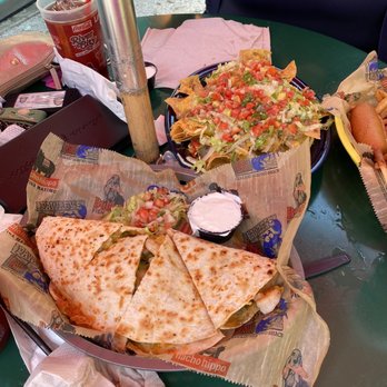 Nacho Hippo - Basic nachos with taco meat and shrimp quesadilla. - Mexican Near Me - North Myrtle Beach, South Carolina