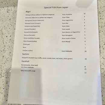 Heian - Special fish menu - Sushi Bars Near Me - McKinney, Texas