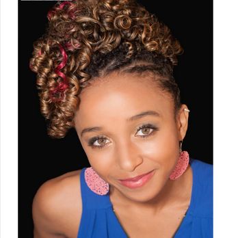 Inspirations Hair Studio - Hair set on Flexi rods with two strand twists up style. Hair is highlighted with blonde and pink hues - Hair Salons Near Me - Duluth, Georgia Inspirations Hair Studio - Hair set on Flexi rods with two strand twists up style. Hair is highlighted with blonde and pink hues - Hair Salons Near Me - Duluth, Georgia