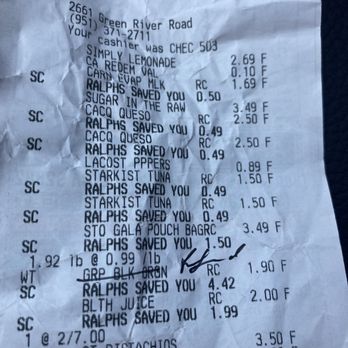 Ralphs - the receipt for the restaurant - Grocery Near Me - Corona, California Ralphs - the receipt for the restaurant - Grocery Near Me - Corona, California