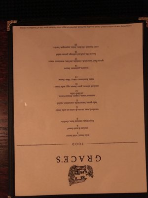 Menu photo 5 Graces New York, NY