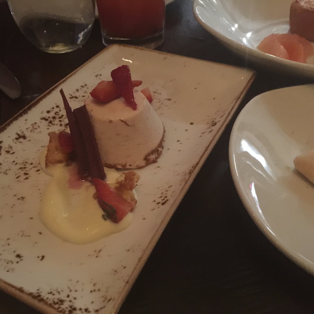 Gemma - STRAWBERRY RHUBARB SEMIFREDDO
prosecco sabayon, ricotta cake croutons - French Near Me - Dallas, Texas Gemma - STRAWBERRY RHUBARB SEMIFREDDO
prosecco sabayon, ricotta cake croutons - French Near Me - Dallas, Texas