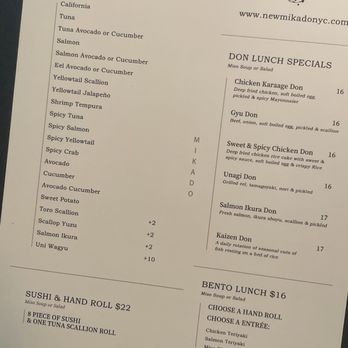 Mikado - Lunch Menu - Sushi Bars Near Me - New York, New York