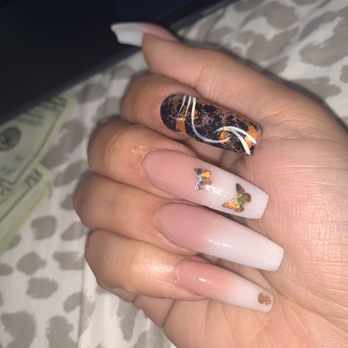 A Plus Nails - XL full set with Yvonne special foil design. - Nail Salons Near Me - Tucker, Georgia