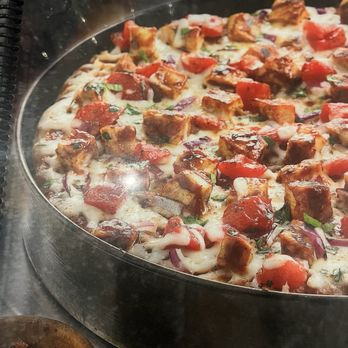 BJ's Restaurant & Brewhouse - Menu Photo and real Photo of the BBQ chicken Pizza - New American Near Me - Moreno Valley, California BJ's Restaurant & Brewhouse - Menu Photo and real Photo of the BBQ chicken Pizza - New American Near Me - Moreno Valley, California