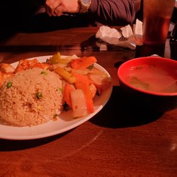 Edo Japan - Hibachi chicken with veggie fried rice, and a side of miso soup.