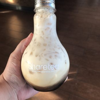Sharetea - Earl grey tea with fresh milk in a light bulb. - Coffee & Tea Near Me - Cerritos, California Sharetea - Earl grey tea with fresh milk in a light bulb. - Coffee & Tea Near Me - Cerritos, California