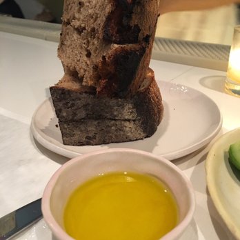 abcV - Tower of bread with olive oil. - Vegetarian Near Me - New York, New York abcV - Tower of bread with olive oil. - Vegetarian Near Me - New York, New York