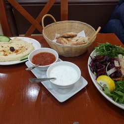 Meydan Sofrasi - Lots to start. Hummus, mixed salad and bread