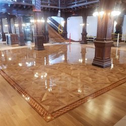 IR Hardwood Flooring - Hitel Del Coronado remodeled lobby. Beautiful solid white oak parquet and strip flooring.