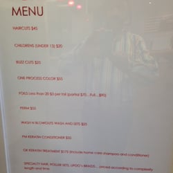 We Are Hair - OUR MENU