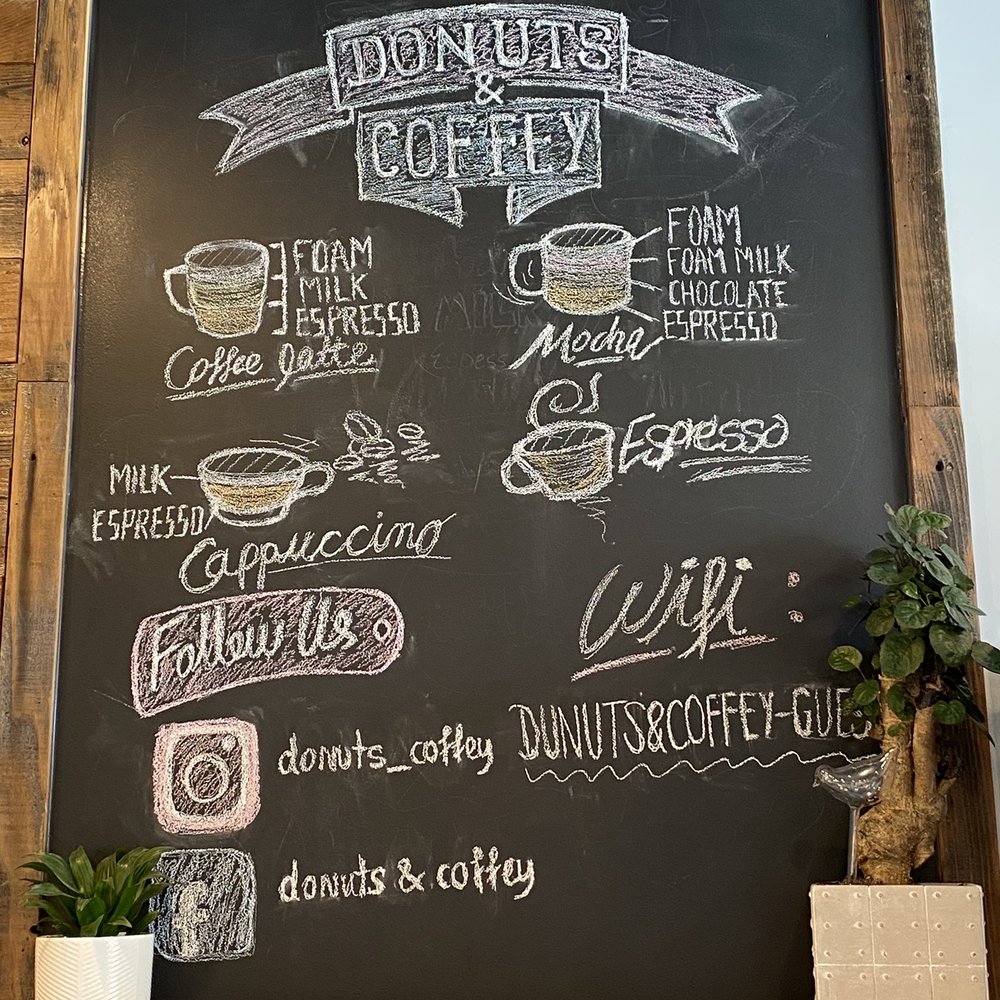 Donuts & Coffey - Nice little display board - Bubble Tea Near Me - Sacramento, California
